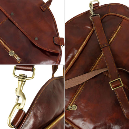 Time Resistance Leather Garment Bag - Slim Carry-On Suit Carrier for Dress Protection (Brown)