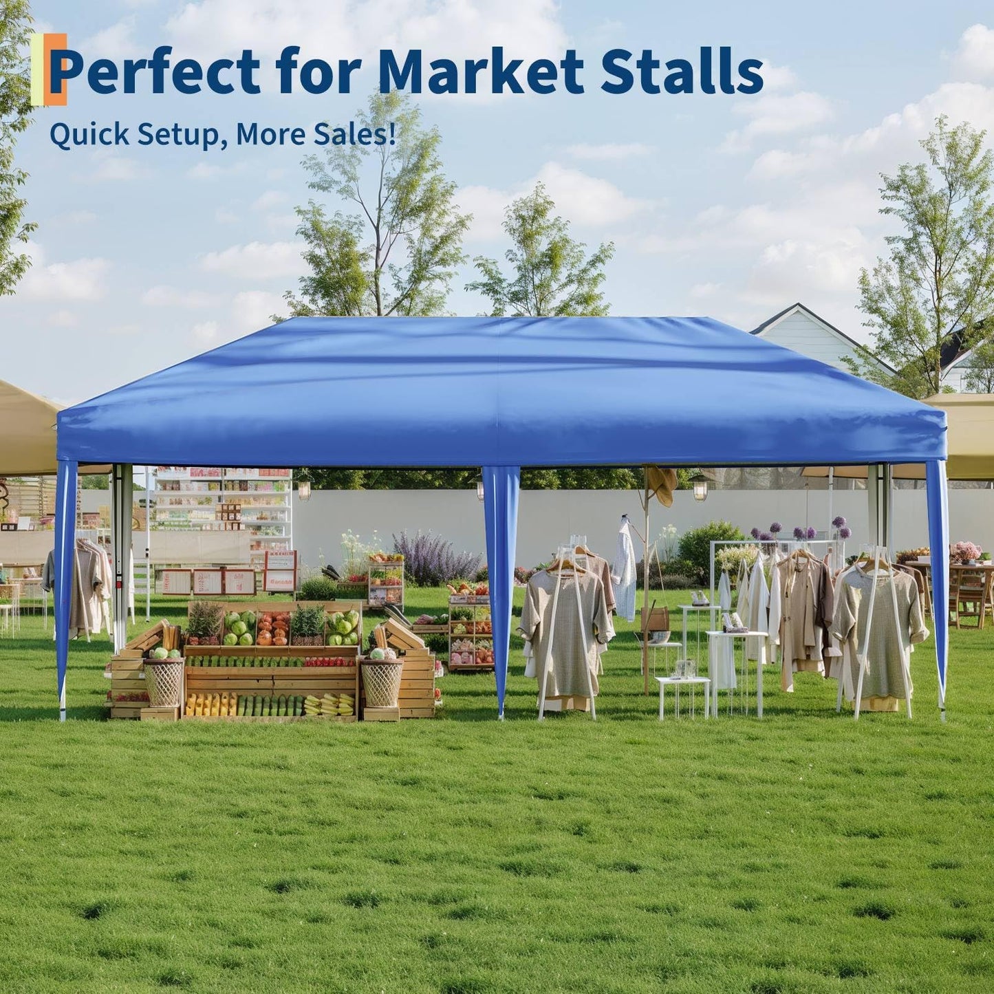 10x20 ft Pop Up Canopy Tent with Removable Sidewalls, Waterproof & UV-Resistant Outdoor Shelter, Portable Roller Bag, 3 Adjustable Heights, 6 Sandbags, and Easy Setup for Camping, Events, and Backyard