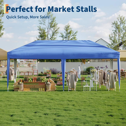 10x20 ft Pop Up Canopy Tent with Removable Sidewalls, Waterproof & UV-Resistant Outdoor Shelter, Portable Roller Bag, 3 Adjustable Heights, 6 Sandbags, and Easy Setup for Camping, Events, and Backyard