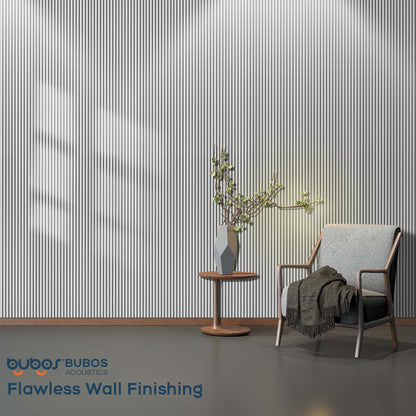 BUBOS 10 Pack Large Acoustic Panels, 48"X 12"X 0.4" Sound Proof Panels for Walls,Decorative Self-Adhesive Acoustical Wall Panels,3D Slat Sound Panels for Home Office Studio (White 01)