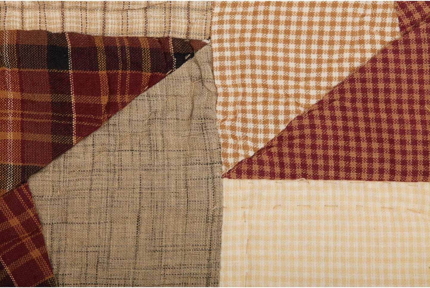 VHC Brands Abilene Country Red Independence Day Patchwork Rect Star Quilted Runner 13x36