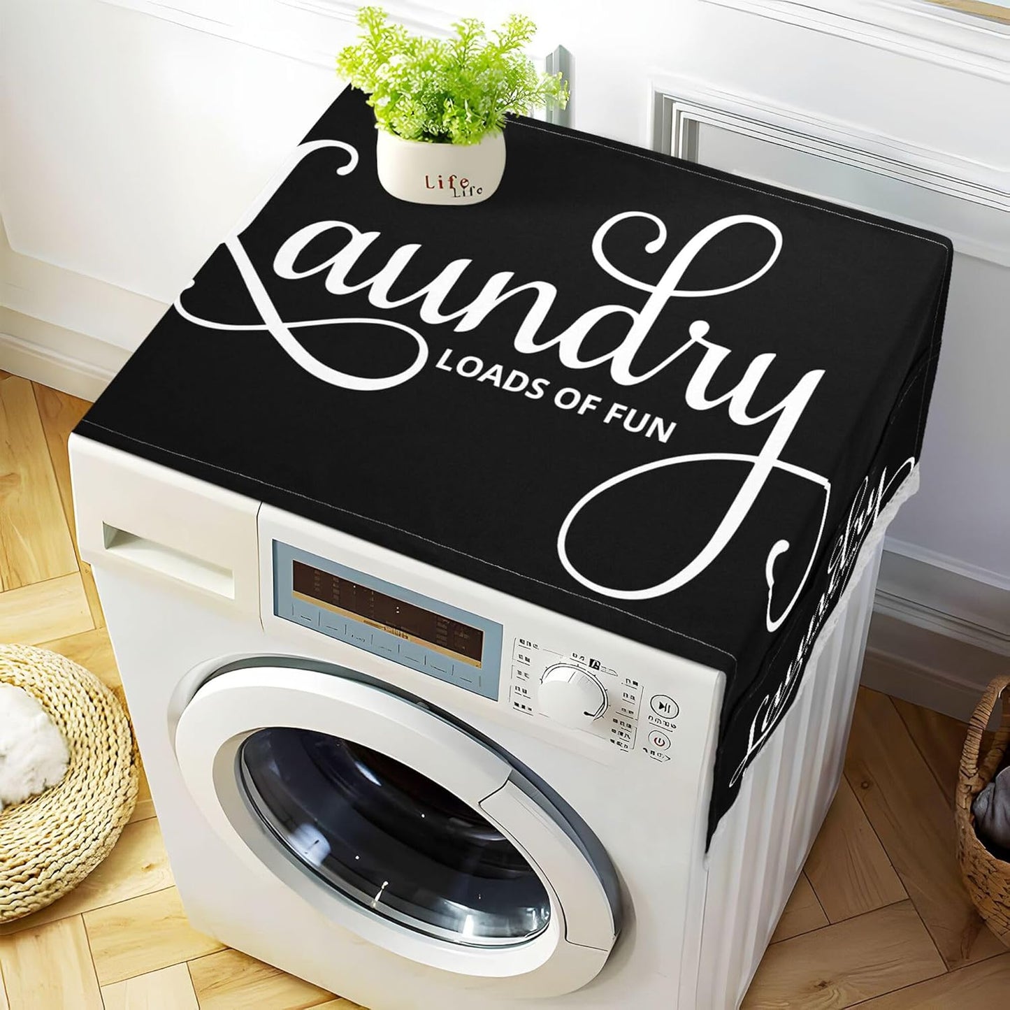 Laundry Loads Of Fun Machine Cover, Dryer Top Covers Anti-Slip Fridge Dust Cover, Roller Washing Machine Top Cover