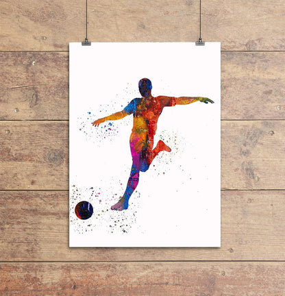 Male Soccer Player Abstract Sport Wall Art Print 11x14 for Teen Boy Bedroom Decor