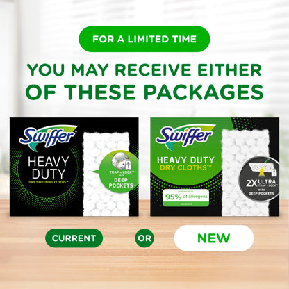 Swiffer Sweeper Heavy Duty Dry Multi-Surface Cloth Refills for Floor Sweeping and Cleaning, Unscented, 32 Count