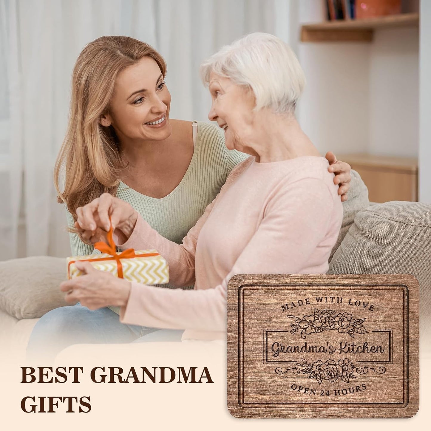 Grandma Gifts, Thoughtful Kitchen Cutting Board for Grandma from Grandkids, Best Gift Ideas for Mothers Day