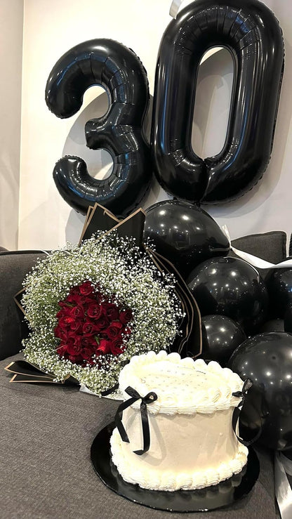 Skiennix 30 Inch Balloon Number - Black Foil 30th Birthday Decoration for Him/Her | Perfect for Celebrations