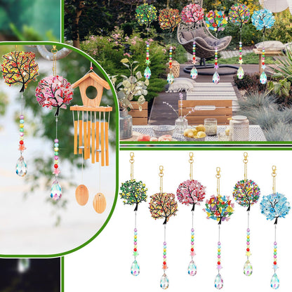 Burbell 6 Pcs Tree of Life Diamond Art Suncatchers Kits for Adults Double Sided Tree of Life Diamond Painting DIY Dream Catcher Kit Wall Decor Wind Chimes for Adults, 6 Styles