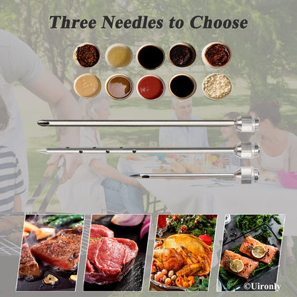 Uironly Meat Injector BBQ Injection Kit, Marinade Cajun Seasoning Flavor Syringe Injector for Cooking Grill Smoker Barbecue in Chicken Turkey Beef with 3 Syringe Needles, User Manual, E-Book