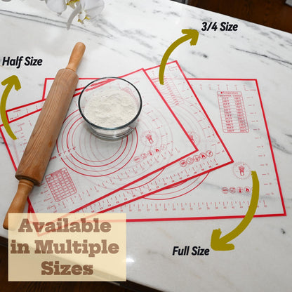 Silicone Baking Mat, Non-Stick Pastry & Dough Mat with Guides, Half Sheet Silicone Mat for Baking & Kitchen Counter, Baking Supplies, 11"x16" (Pack of 4)