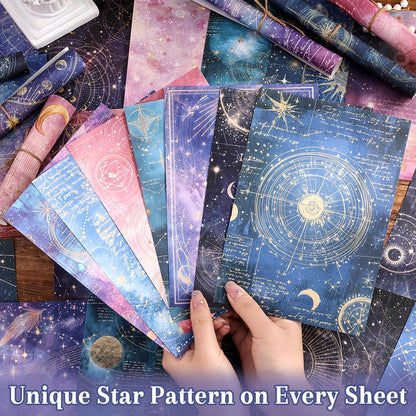 icceemee 160 Sheets of Starry Sky Scrapbook Paper, journaling Scrapbook Supplies Craft Collage Paper Set, Junk Journal Bullet Journal Poster Room Decor for Card Making Decorative Gifts