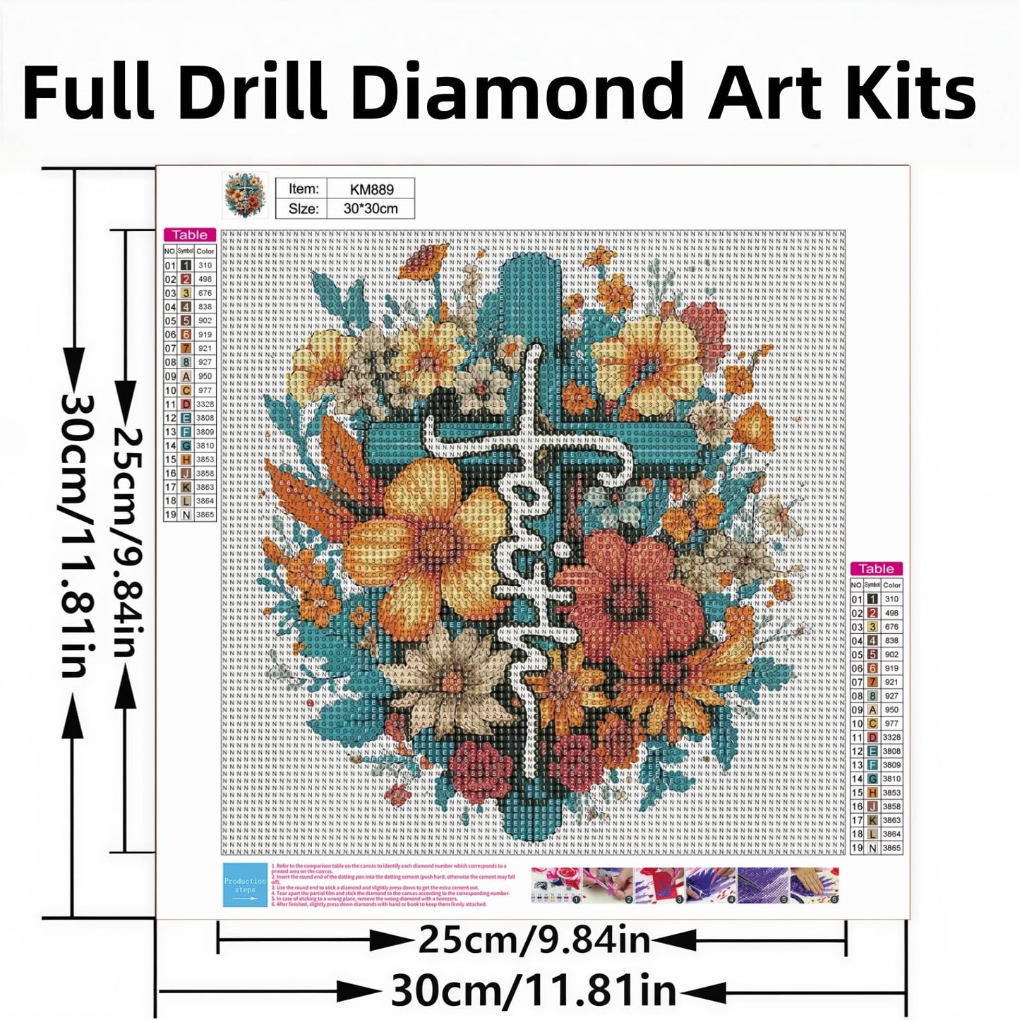 AuraTile 5D Faith in the Cross Diamond Painting Kits for Adults Beginner, DIY Round Full Drill Diamond Dot Painting Gem Art Kits for Adults Home Wall Decor 11.8X11.8Inch