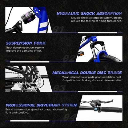 MarKnig 26 Inch Adult Folding Bikes/Mountain Bikes, 21 Speeds Mountain Bicycles with Full Suspension, Dual Disc Brake, High Carbon Steel Frame, Foldable Bike for Men/Women/Teen, Blue