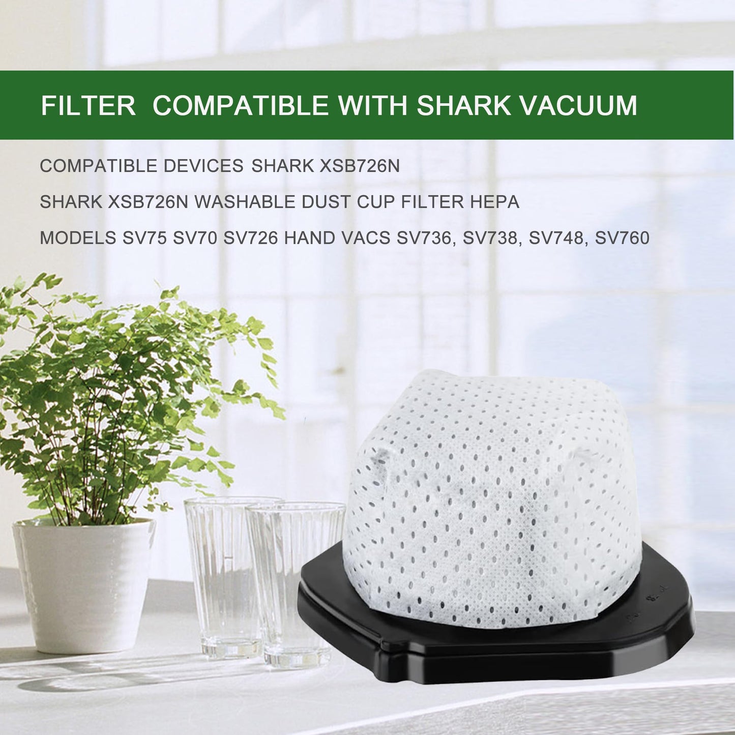 EZ SPARES 4PCS Replacement For Shark XSB726N Washable Dust Cup Filter Hepa Models SV75 SV70 SV726 Hand Vacs SV736, SV738, SV748, SV760