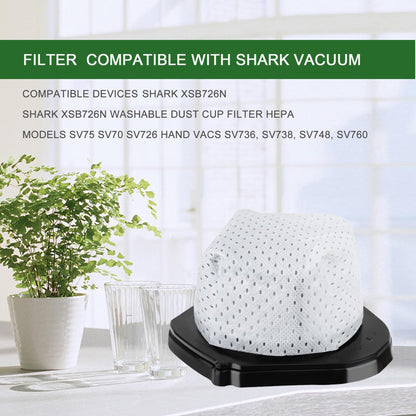 EZ SPARES 4PCS Replacement For Shark XSB726N Washable Dust Cup Filter Hepa Models SV75 SV70 SV726 Hand Vacs SV736, SV738, SV748, SV760