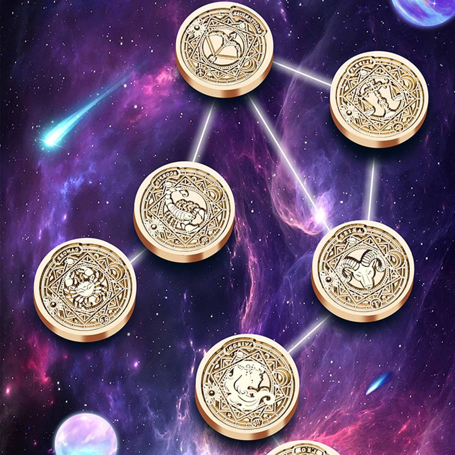 Zodiac Wax Seal Stamp Kit - 12PCS Constellations Sealing Wax Stamp Set, 1.18inch/30mm Retro Brass Seal with Handle for Invitations Envelopes (12 Constellation Set)