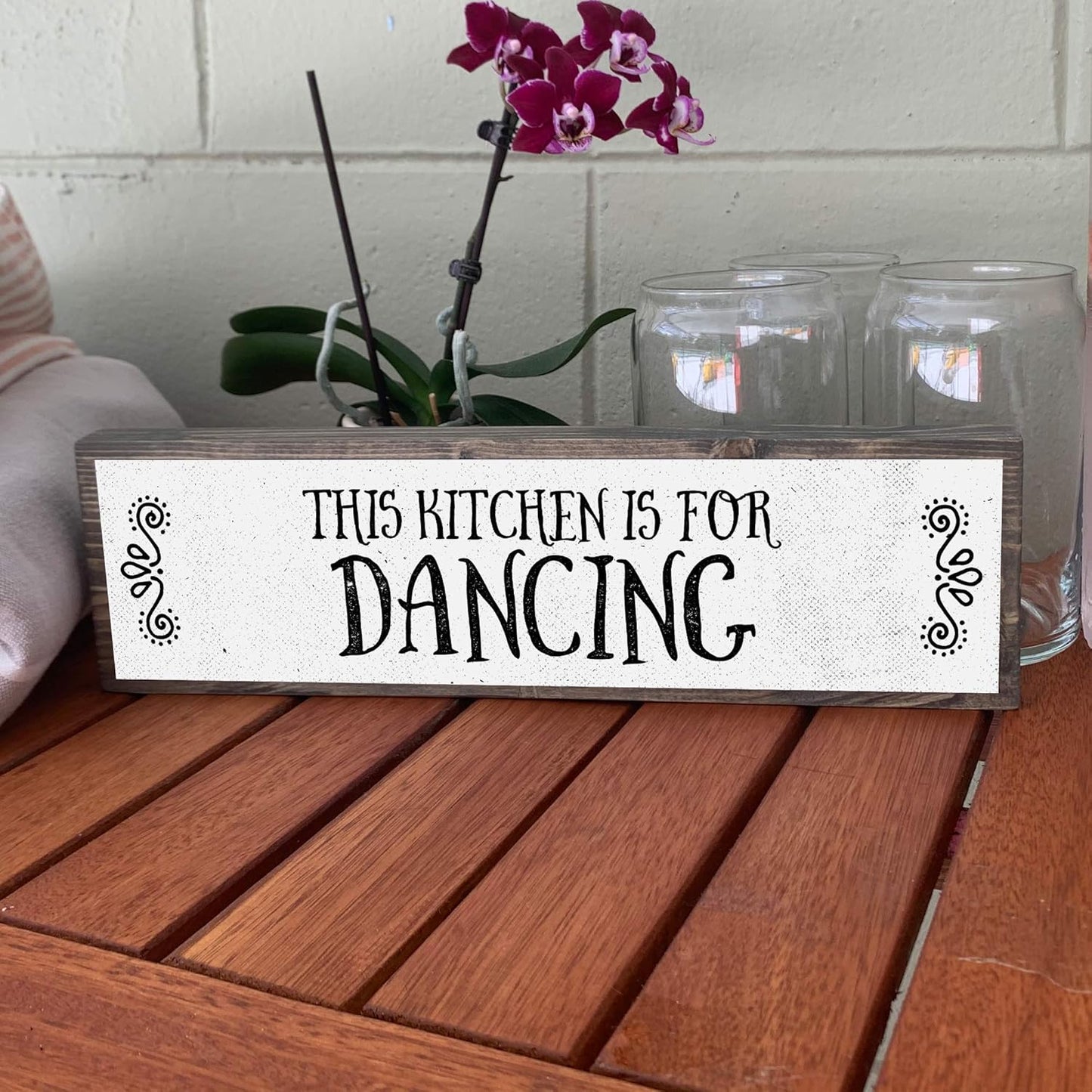 Kitchen Wood Signs, Medium Wood and Metal - This Kitchen Is For Dancing