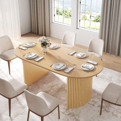 Casaphoria 67" Oval Dining Table, Modern Kitchen Table for 4-6, Farmhouse Style Large Table, Easy Assembly for Living Room, Kitchen and Bar, Oak