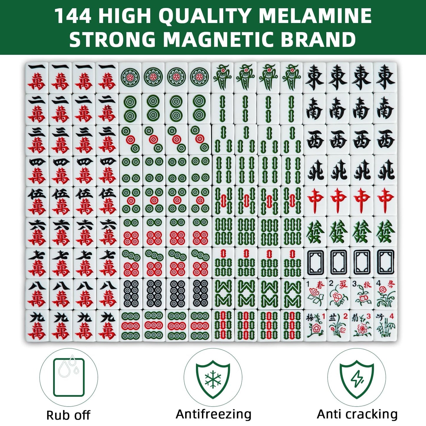 TREZHILU Chinese Mahjong Table Automatic,No Numbered Tiles,with 2 Sets of 42mm 144 Tiles,Automatic Mahjong Table Suitable for Home & Outdoor Leisure, Gifts for Chinese Players