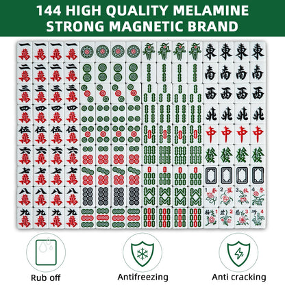 TREZHILU Chinese Mahjong Table Automatic,No Numbered Tiles,with 2 Sets of 42mm 144 Tiles,Automatic Mahjong Table Suitable for Home & Outdoor Leisure, Gifts for Chinese Players