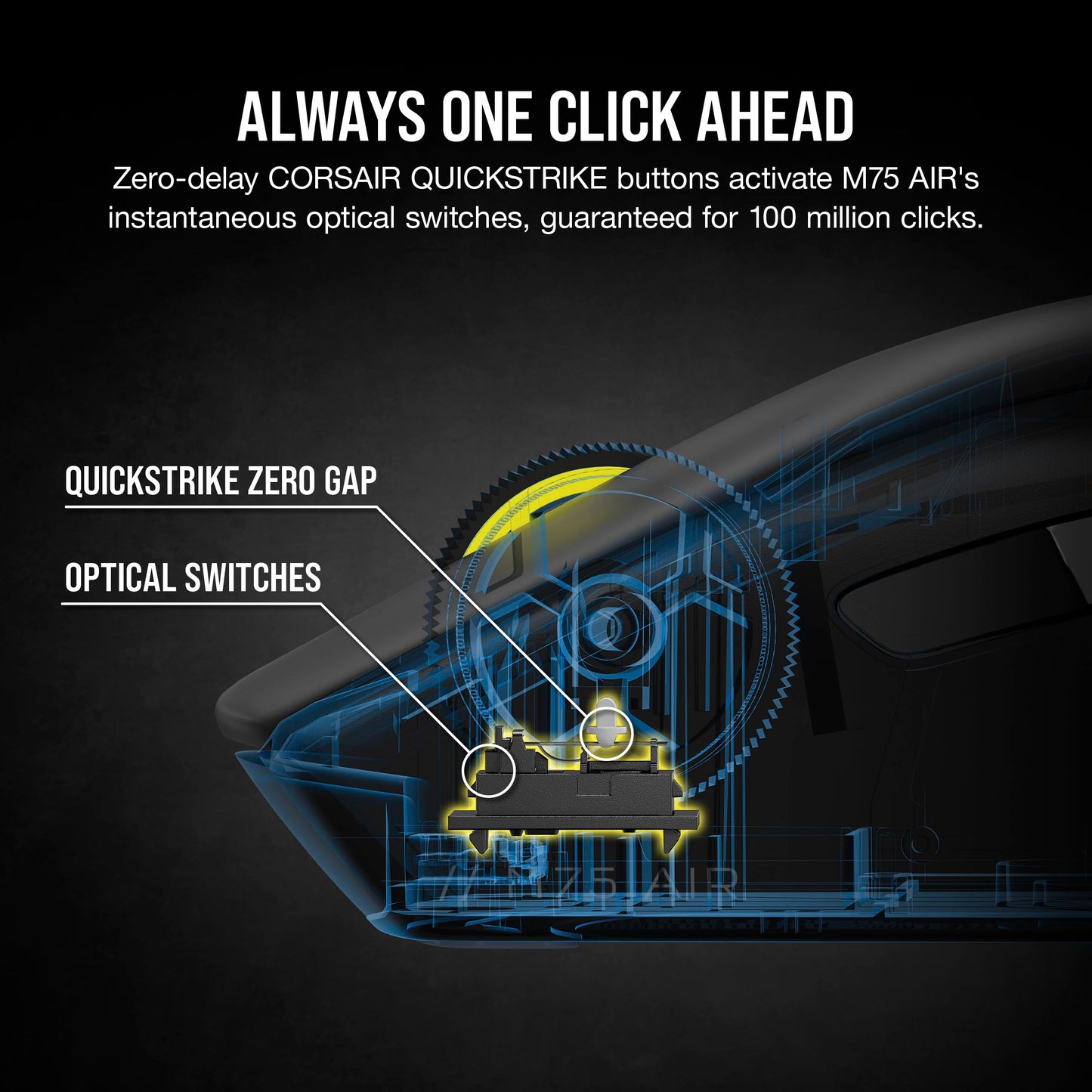 Corsair M75 AIR Wireless Ultra Lightweight Gaming Mouse – 2.4GHz & Bluetooth – 26,000 DPI – Up to 100hrs Battery – iCUE Compatible – Black