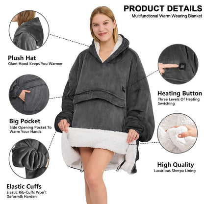 CYMULA Oversized Wearable Blanket Hoodie Gifts for Women Men, Grey