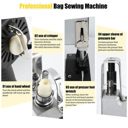 Moonshan Bag Sewing Machine 2s/bag Bag Closing Machine Portable Bag Closer 6.4Lbs Automatic Woven Bag Sewer Packing Machine for Packing Bags Non-woven Fabrics Leather
