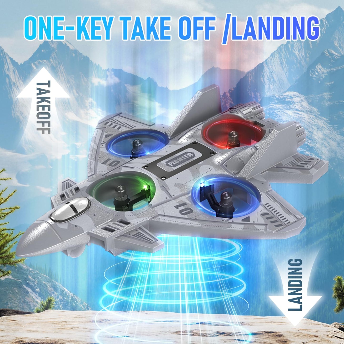 RC Plane Remote Control Airplane Drone for Kids Ages 8+, RC Planes Foam Airplanes for Adults Kids, Fighter Jet Toy with Lights 360°Flip and 3 Speed Modes, Airplane Toys Gifts for Teenage Boys