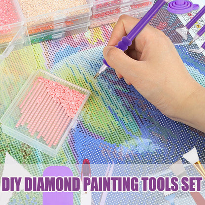 Qlonry 150 Pcs All Inclusive Diamond Painting Tool Kit Diamond Art Accessories Kit Including A4 LED Light Pad Kit,Bracket,Convex Point Design Storage Box,Painting Pen for DIY Craft