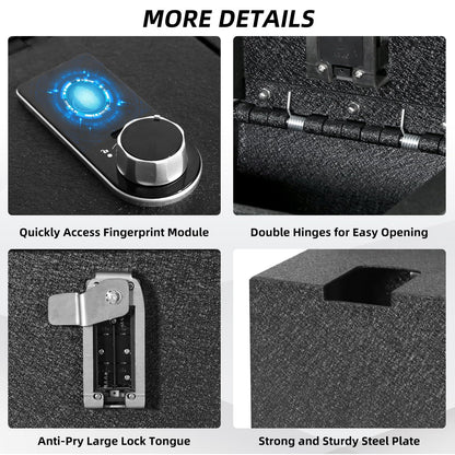 FortiVault Biometric Center Console Safe Vault, Smart Fingerprint Access Lock Box Compatible with 2010-2024 Toyota 4Runner, Quick-Open Automotive Safe with 2 Backup Keys