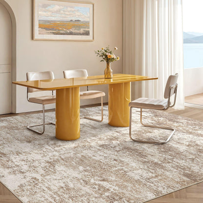 Micgeek Area Rug Living Room - 12X15 Abstract Washable Large Soft Foldable Non Slip Rug Neutral Modern Low Pile Carpet for Bedroom Nursery Dining Room Farmhouse Home Office Indoor - Brown