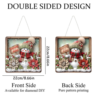 Diamond Art Hanging Kit for Adult,Special Shaped Rhinestone,DIY Acrylic Diamond Art Painting Window Pendants Home Garden Wall Hanging Kits Hanging Ornament,Double Sided. (Christmas Snowman-1)