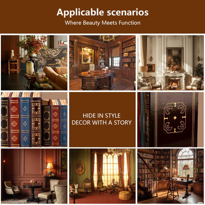 Blanc 2 Pcs Classic Brown Wooden False Book Box Storage Box, 7.87 x 6.3 x 5.51 inches, 1 kg Capacity Each, 2 Count