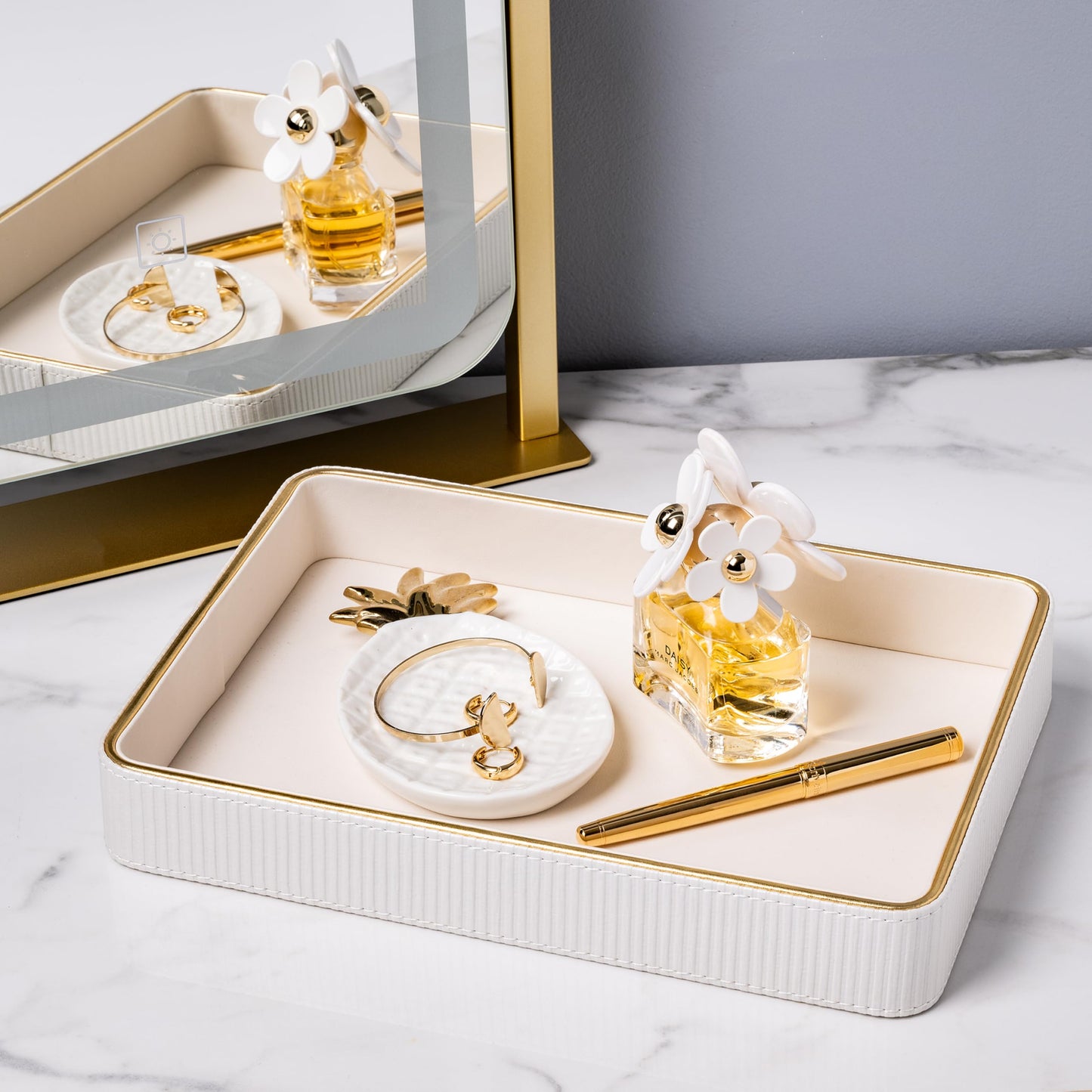 Perfume Tray Valet Tray Night Stand Bedside Organizer| Perfume Organizer Catchall| Perfume Trays for Dresser Vanity Tray for Dresser Countertop| Perfume Holder| Nightstand Organizer Women