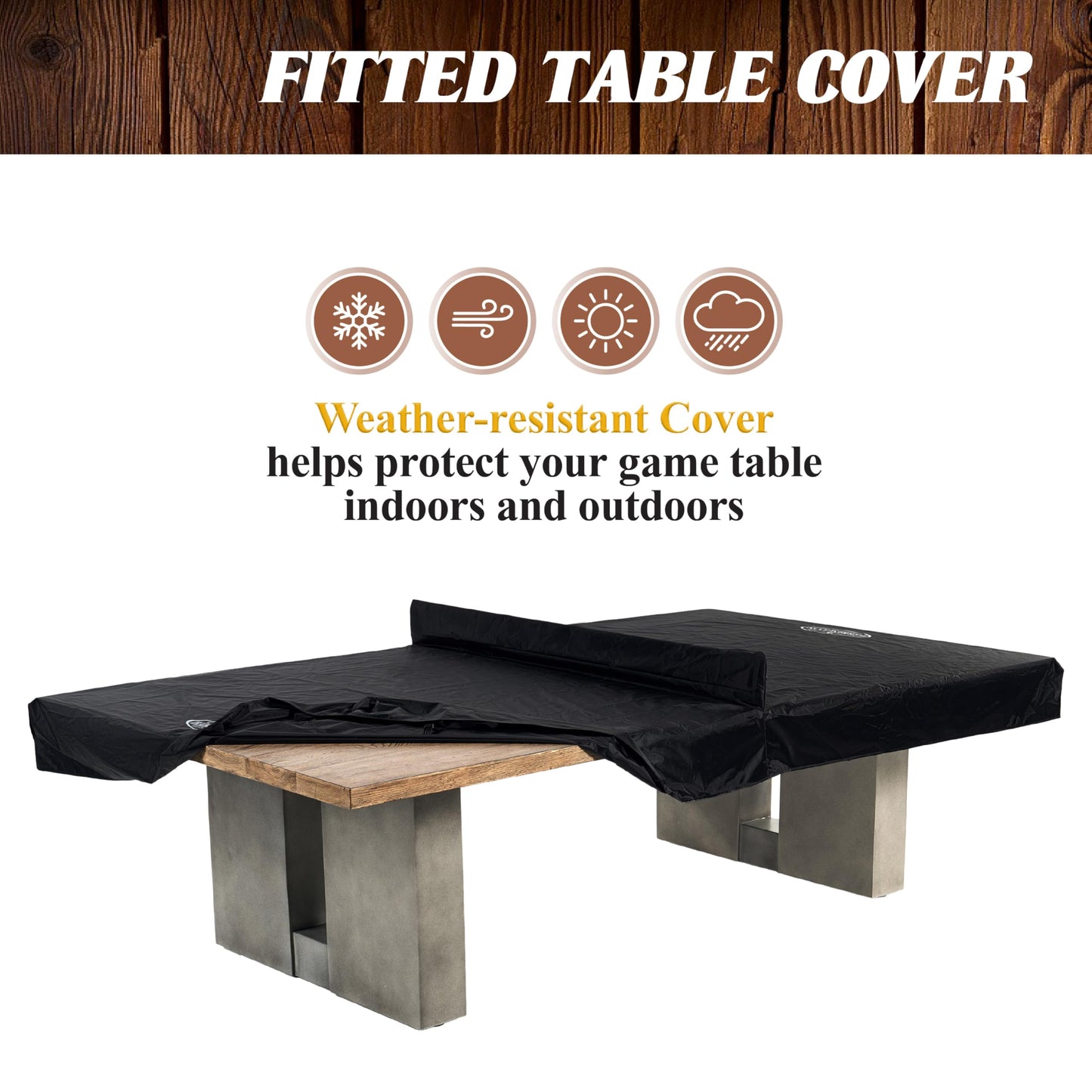 Barrington 9 ft Aurora Outdoor Ping Pong Table Easy Assembly Official Size Combo Dining and Tennis Table with Removable Metal Net and Fitted Table Cover