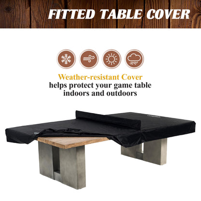 Barrington 9 ft Aurora Outdoor Ping Pong Table Easy Assembly Official Size Combo Dining and Tennis Table with Removable Metal Net and Fitted Table Cover
