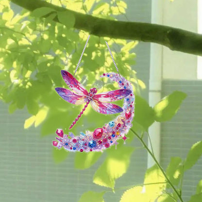 Ristpal Diamond Painting Kits Hanging for Adult, Special Shaped Rhinestone, DIY Acrylic Diamond Art Painting Window Pendants Home Garden Wall Hanging Kits for Home Decor and Gifts (Dragonflies)