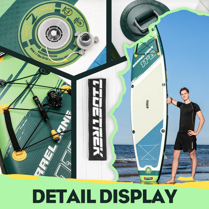 TIDETREK 11'6" Inflatable Stand Up Paddle Boards, Premium SUP Accessories, Non-Slip Comfort Deck for Youth & Adults (Coastal Sage)