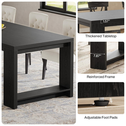Tribesigns 86.61-Inch Dining Table for 6-8 People, Narrow Long Modern Kitchen Table with Pedestal Base, Farmhouse Extra Long Rectangular Dining Room Furniture, 27.56 x 86.61 x 29.53 Inches, Black