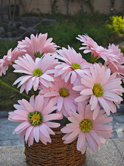 Pink Daisy for Home Decor Events DIY Crepe Paper Flower Bouquet Making Kit Complete Craft Materials for Floral Art 12 Qty