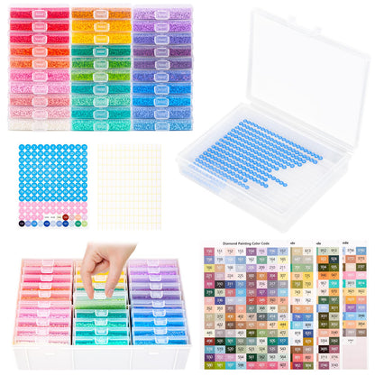 MOLEDINO 30 Pcs Diamond Painting Storage Trays with Lids, 2-in-1 Diamond Art Containers Trays Kit for Drills with 1 Large White Plastic Organizer Box, Stackable Bead Storage and Line-Up Accessories