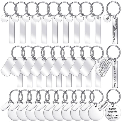 Gisafai 30 Pcs Engravable Stainless Steel Keychain Blanks Silver Metal Blank for Laser Engraving Crafts Gifts
