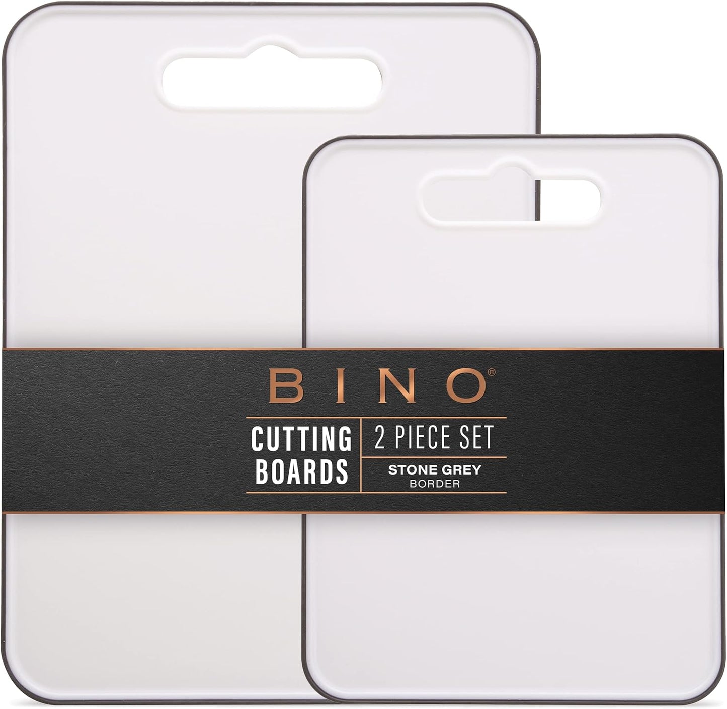 BINO 2-Piece Cutting Board Set - Large, Durable, BPA-Free Plastic, Dual-Sided, Dishwasher Safe, Gray | Home & Kitchen