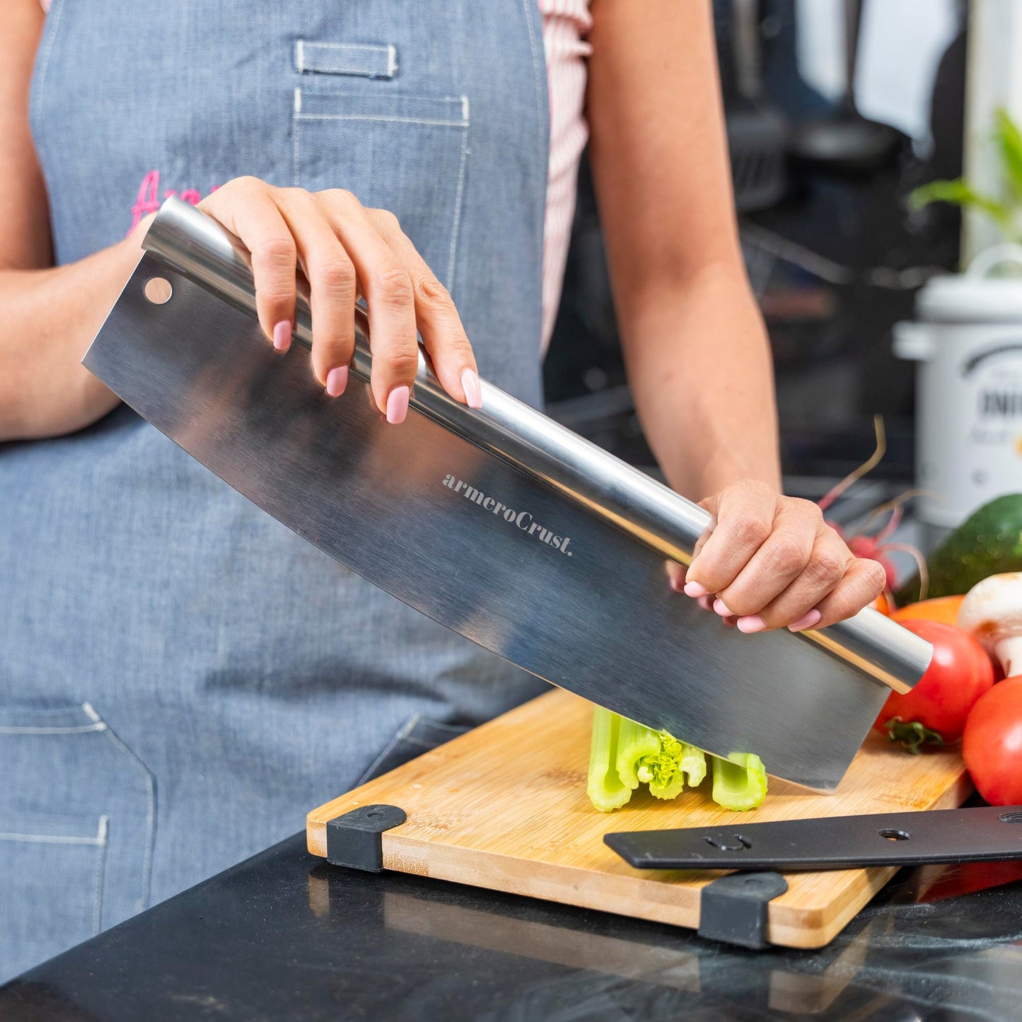 armeroCrust 16 Inch Pizza Cutter Rocker Blade - Easy Slicing - Premium Finish Pizza Slicer with Time Saving Pizza Cutter Rocker Design