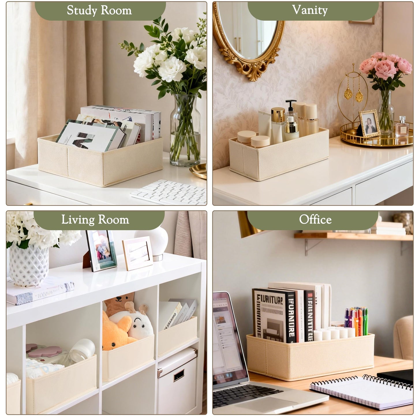 Criusia Drawer Organizer 18-Piece Set, Dresser Organizer for Baby Clothes, Foldable Closet Storage & Drawer Dividers for Underwear, Socks, Nursery (Beige)
