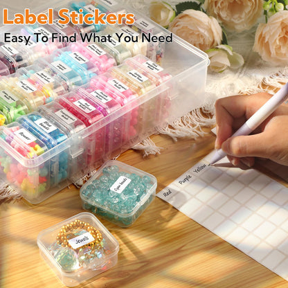 186 Pack Bead Organizer Box, Transparent Small Plastic Containers (6 Large Boxes and 180 Small Boxes), Bead Organizers and Storage with Blank Stickers for Bracelet Making DIY Jewelry Craft Nail