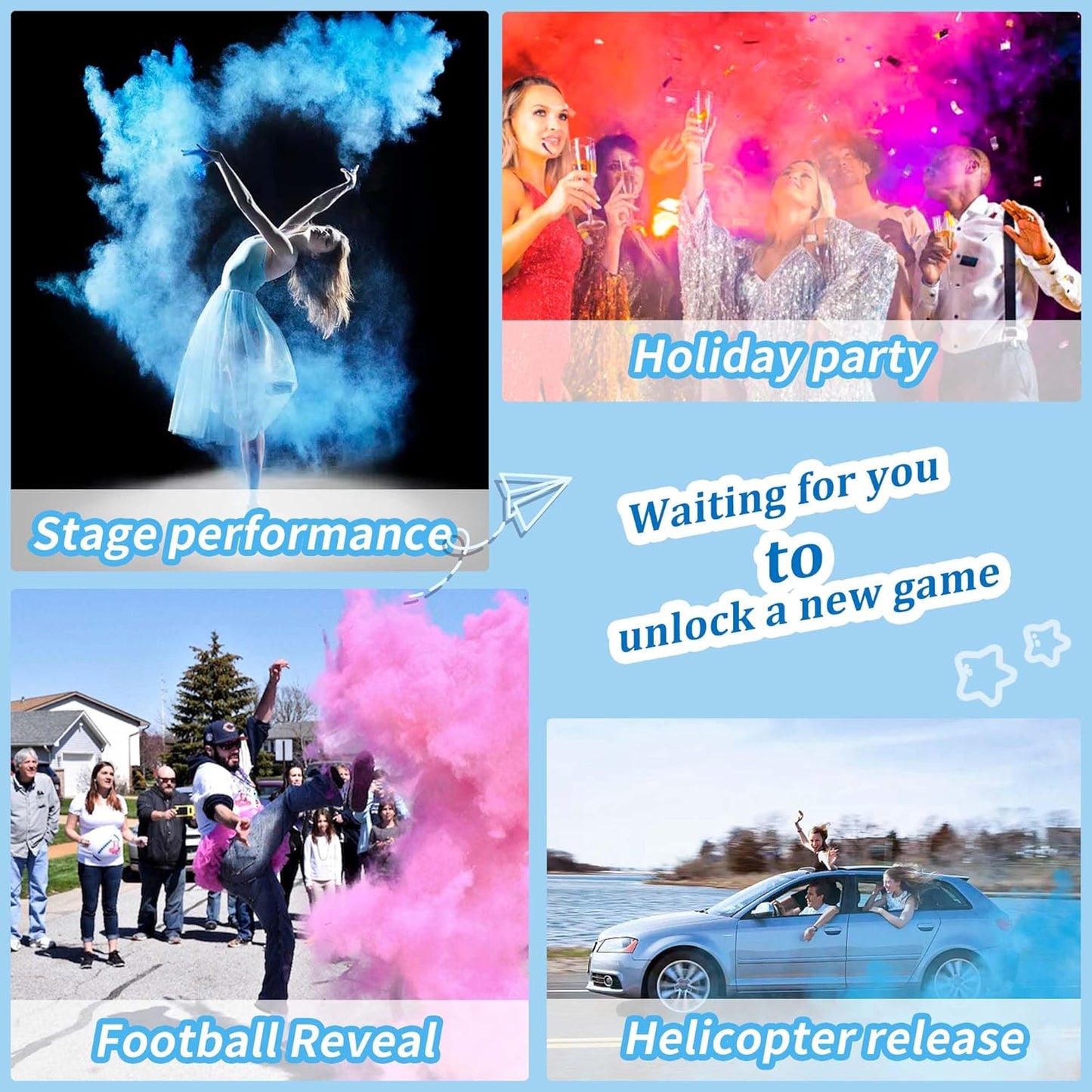 1lb 1lb Pack 2 POPUPARTY Gender Reveal Color Powder - Pink & Blue Powder, Perfect for Baby Gender Reveal, Color Toss