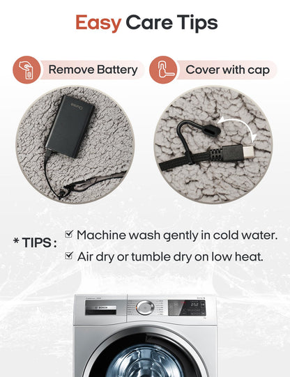 Ourea 12V Battery Operated Heated Blanket Cordless Electric Blanket with 20000mAh Power Bank Portable Heated Throw for Outdoor Camping Car Stadium Travel Home Sherpa Fleece Grey