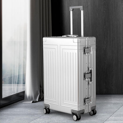 KANGSHILU All Aluminum Magnesium Luggage 28inch，Cut from Whole Aluminum Sheet（3rd Generation，Premium Magnesium Metal zipperless suitcase ） (silvery, 28inch)
