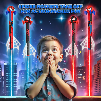 Spider Rocket Launcher for Kids, 4 Rockets with Web Air Pump, Stomping Launch Toys, Outdoor Spider Toys Gifts for 3-10 Year Old Boys & Girls