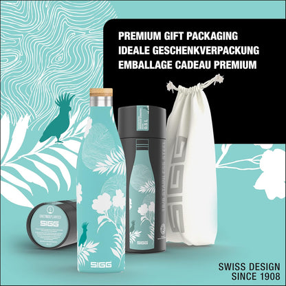SIGG Insulated Water Bottle Meridian Sumatra Birds - Leakproof & Extra-Slim, BPA Free, 17 Oz
